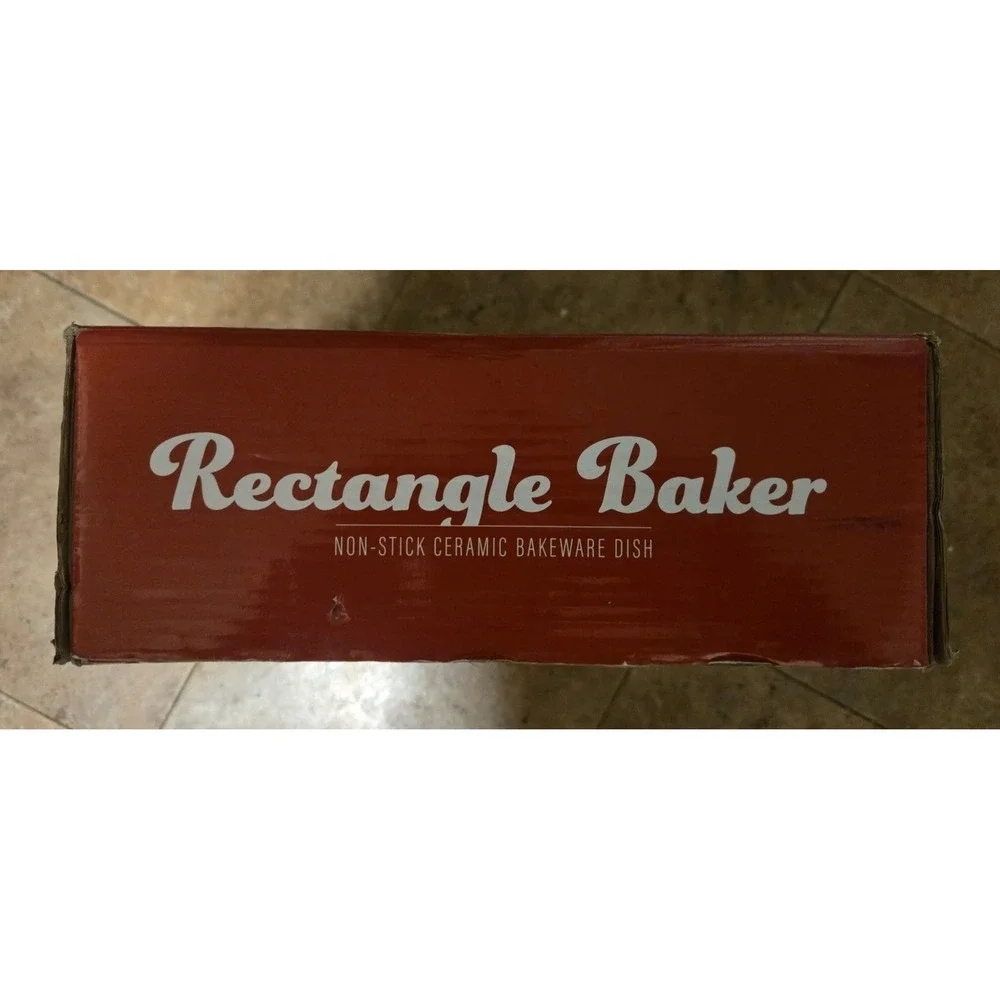 Parini Cookware Red Ombre Rectangle Baker Non-Stick Ceramic Casserole Dish‎ Lid